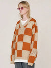 argyle checker V-neck knit beige - UNALLOYED - BALAAN 3