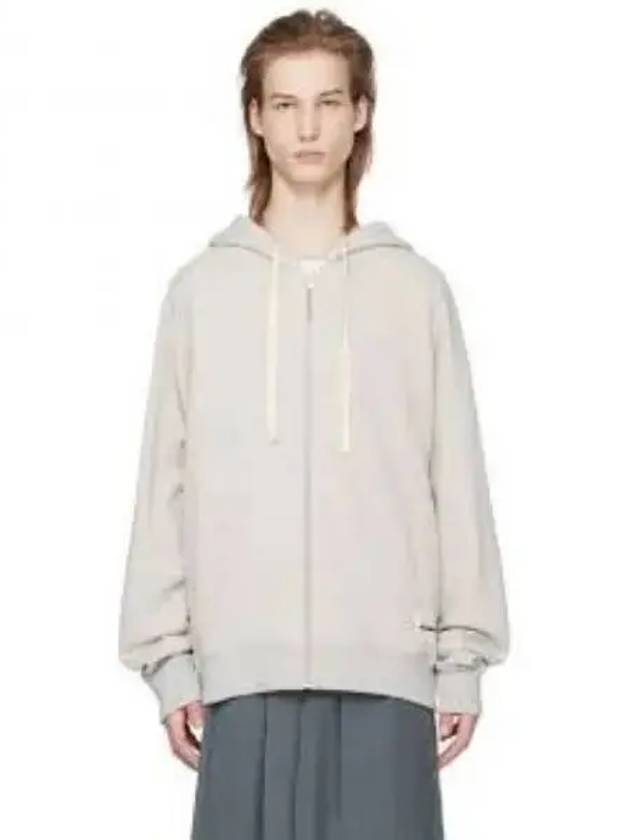 Women's Logo Cotton Zip Up Hoodie Pastel Grey - JIL SANDER - BALAAN 2