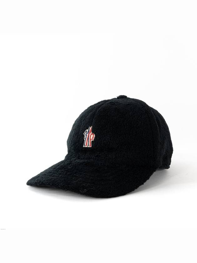 Logo Velvet Fleece Ball Cap Black - MONCLER - BALAAN 3