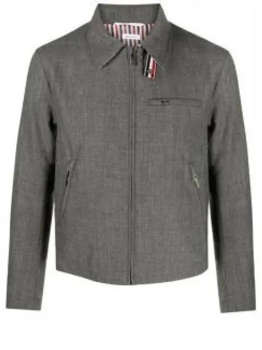 Crispy Wool Golf Zip-Up Jacket Grey - THOM BROWNE - BALAAN 2