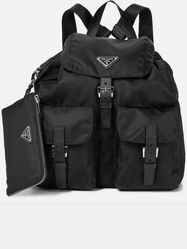 Re Nylon Backpack Triangular Logo Fabric Bag Black Medium Unisex 1BZ811 - PRADA - BALAAN 3