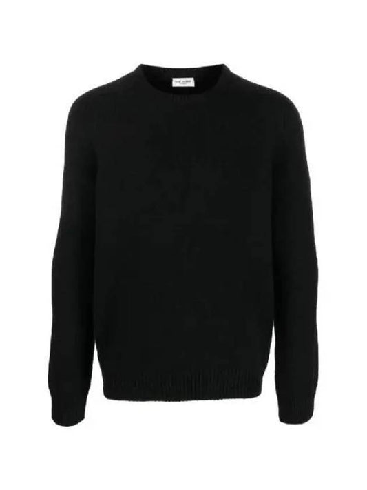 Men's Crewneck Cashmere Knit Top Black - SAINT LAURENT - BALAAN 2