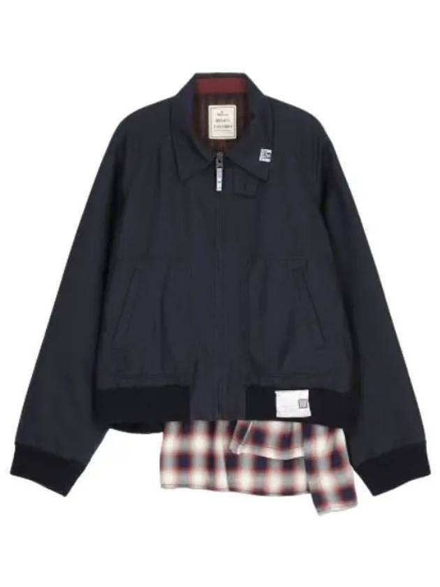 Iro Mix Layered Harrington Jacket Navy Jumper - MAISON MIHARA YASUHIRO - BALAAN 1