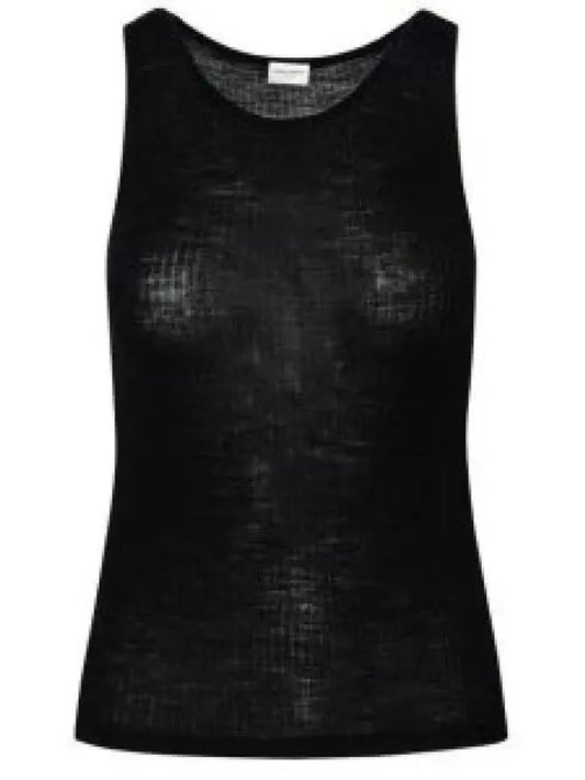 Cassandre Embroidered Logo Wool Sleeveless Black - SAINT LAURENT - BALAAN 2