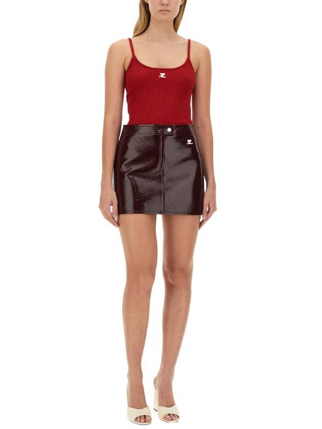 24SS Courrejus Short Skirt PERCJU001VY0014 4010 BURGUNDY - COURREGES - BALAAN 5