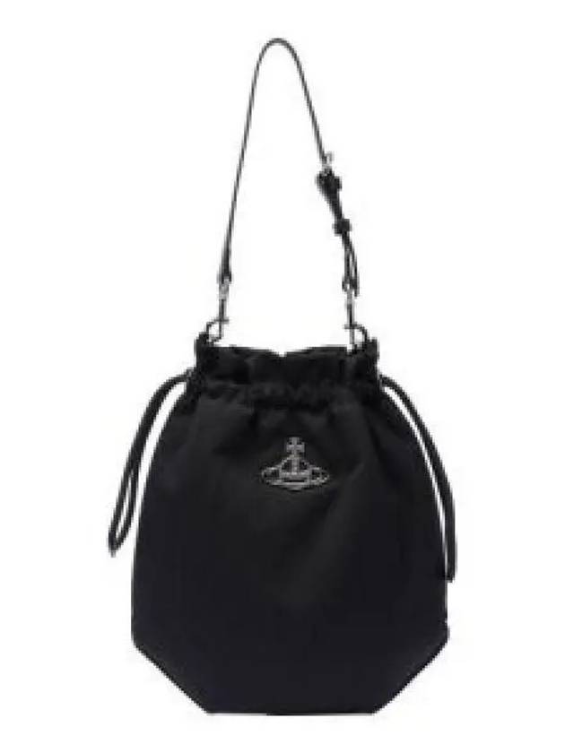 Logo Plaque Drawstring Bucket Bag Black - VIVIENNE WESTWOOD - BALAAN 2