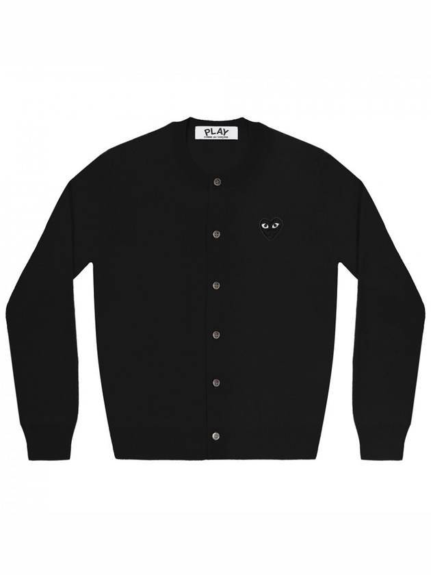 Black wappen wool round neck cardigan - COMME DES GARCONS PLAY - BALAAN 1