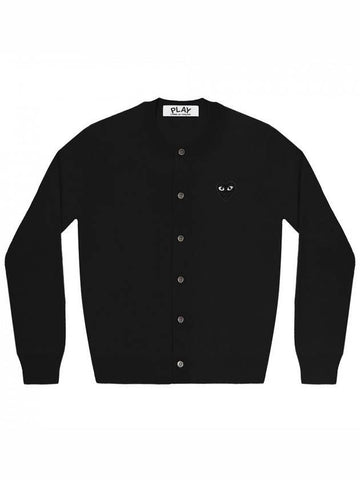 Black wappen wool round neck cardigan - COMME DES GARCONS PLAY - BALAAN 1