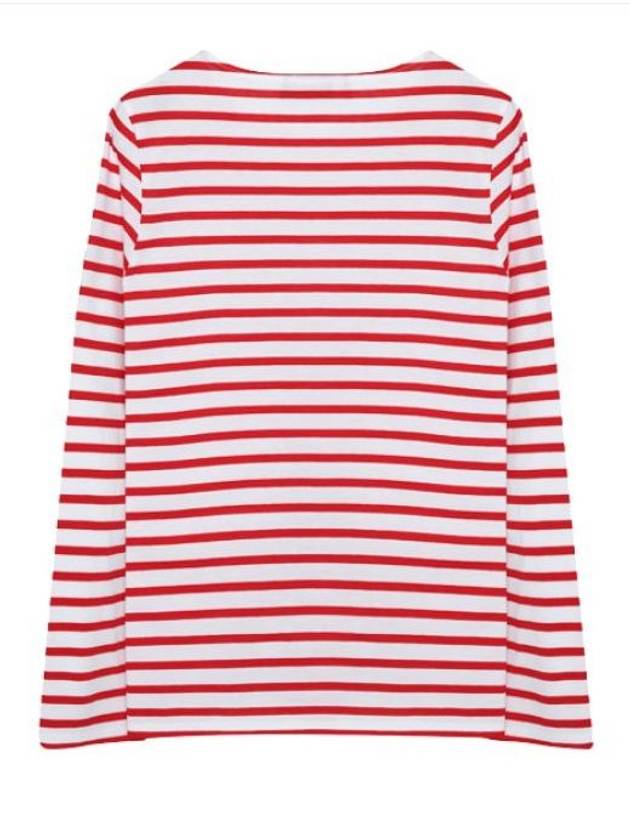 Minquiers Modern Stripe Long Sleeve T-Shirt Red - SAINT JAMES - BALAAN 3