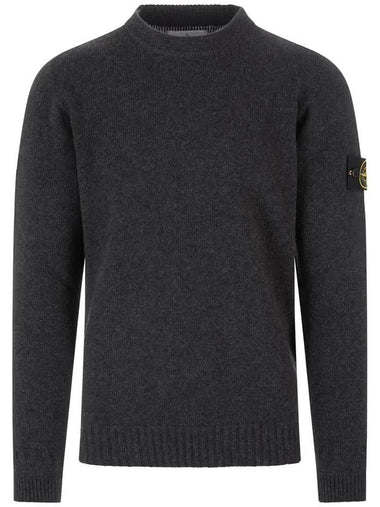 Crew Neck Knit Top Charcoal - STONE ISLAND - BALAAN 1