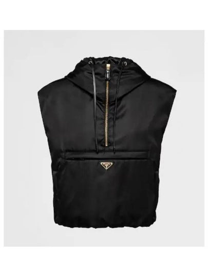 Triangle Logo Half Zip Re-Nylon Vest Black - PRADA - BALAAN 2