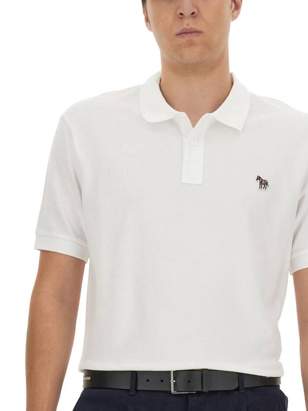 Regular Fit Zebra Logo Short Sleeve Polo Shirt White - PAUL SMITH - BALAAN 5