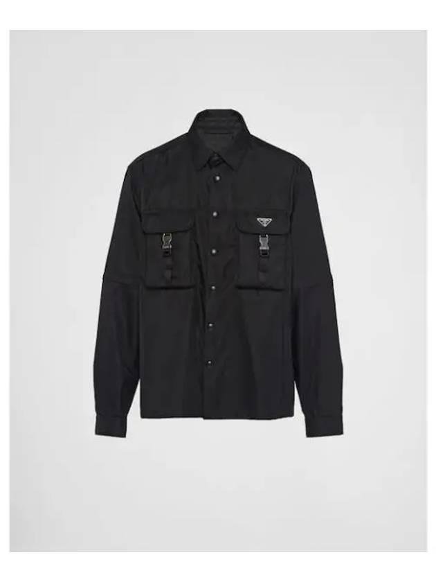 Re-Nylon Triangular Logo Pocket Long Sleeve Shirt Black - PRADA - BALAAN 2