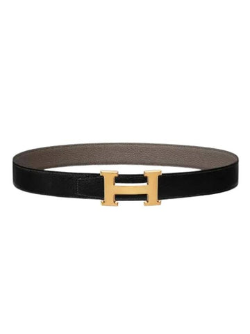 H Buckle Reversible 32mm Leather Black - HERMES - BALAAN 1