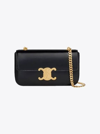 Triomphe Shiny Calfskin Chain Shoulder Bag Black - CELINE - BALAAN 2