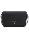 Saffiano Leather Shoulder Bag Black - PRADA - BALAAN 2