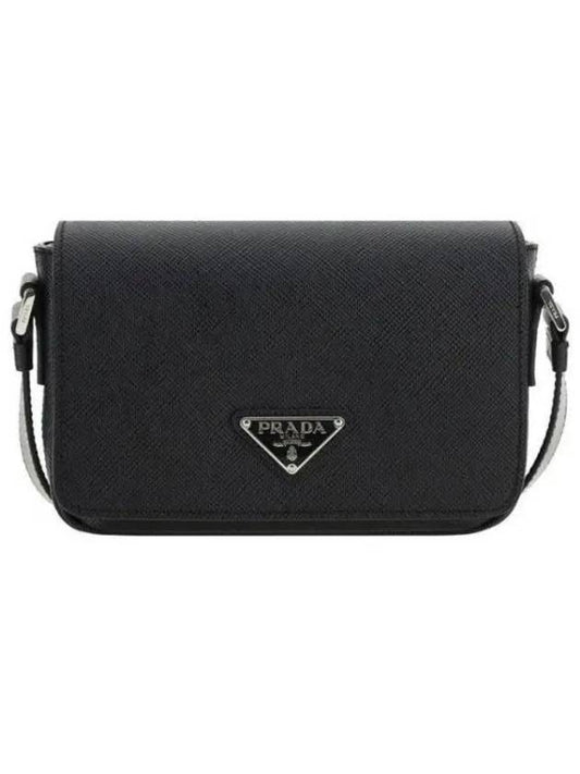 Saffiano Leather Shoulder Bag Black - PRADA - BALAAN 2