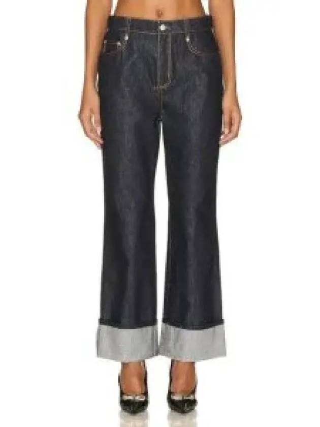 High-Waist Turn-Up Denim Jeans Dark Navy - ALEXANDER MCQUEEN - BALAAN 2