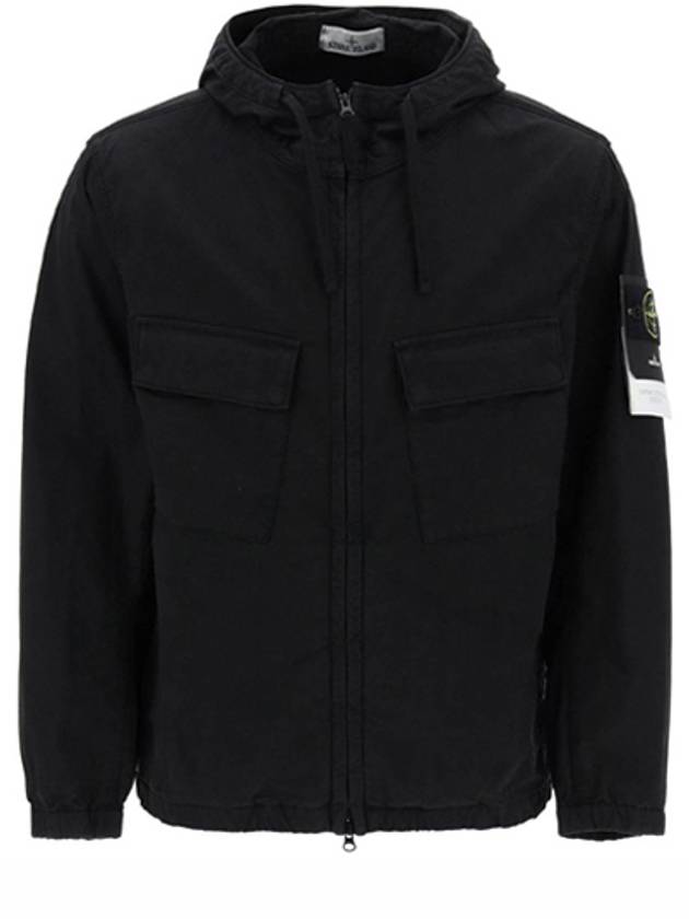 Cotton Twill Stretch Hooded Jacket Black - STONE ISLAND - BALAAN 2