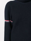 Women's Overwashed Cashmere Heritage Waffle Stitch Striped Turtleneck Navy - THOM BROWNE - BALAAN 3