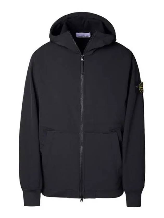 Men's Wappen Patch Softshell Zip Up Hoodie Black - STONE ISLAND - BALAAN 2