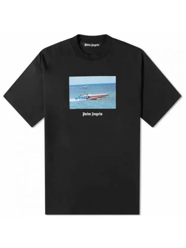 Getty Speedboat Classic Short Sleeve T-Shirt Black - PALM ANGELS - BALAAN 2