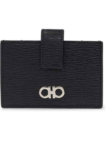 Gancini Card Wallet Black - SALVATORE FERRAGAMO - BALAAN 1