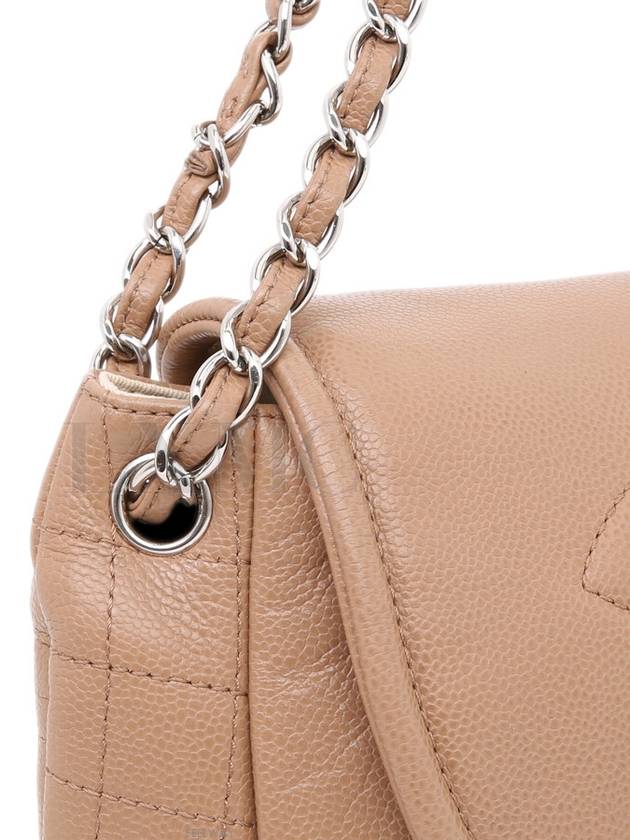 Caviar Half Moon Chain Shoulder Bag Dark Beige CC Logo A50987 - CHANEL - BALAAN 6