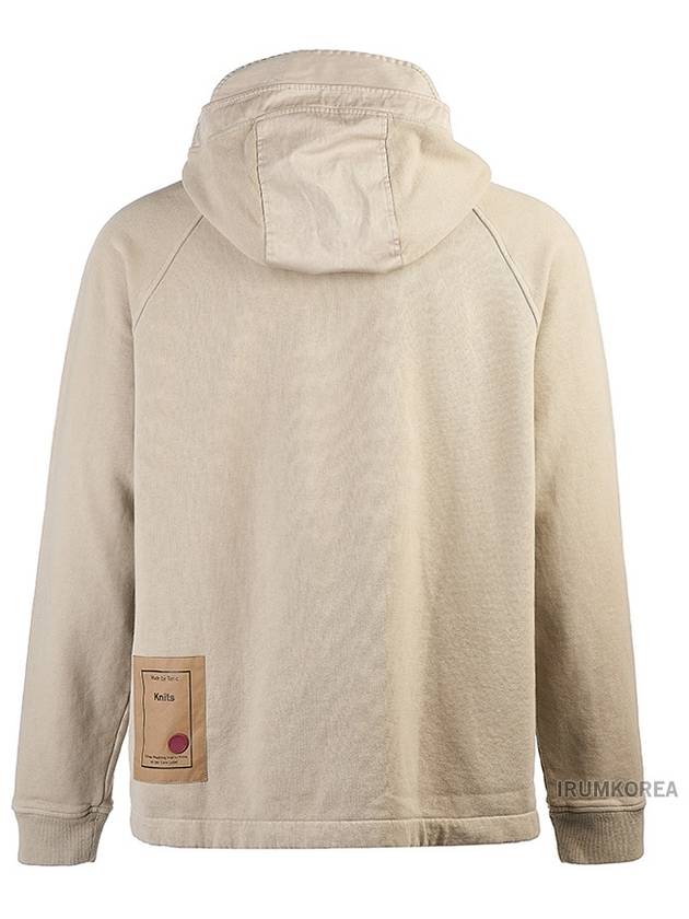 Garment Dyed One-Pocket Cotton Zip Up Hoodie Pale Taupe - TEN C - BALAAN 4