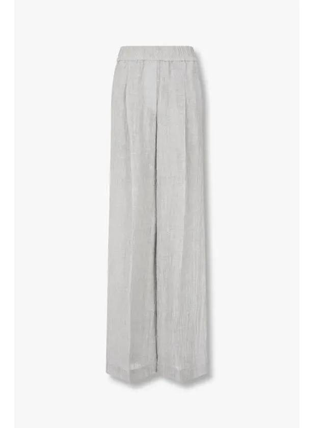 Women s Wide Banding Linen Pants Gray - BRUNELLO CUCINELLI - BALAAN 1