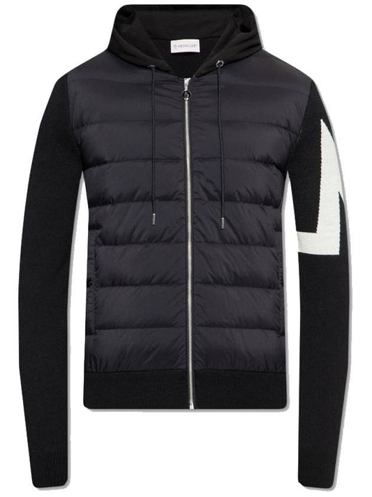 Padded Hooded Jacket Black - MONCLER - BALAAN 1