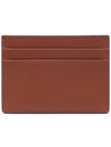 V Logo Signature Leather Card Wallet Brown - VALENTINO - BALAAN 5