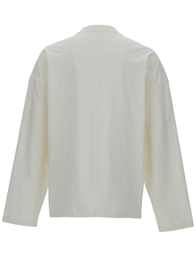 Logo Print Cotton Long Sleeve T-Shirt White - JIL SANDER - BALAAN 3