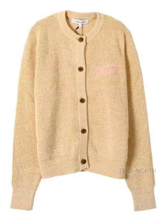 Women MW00504KT1108 H712 Handwriting Comfort Cardigan Chalk Yellow 1060632 - MAISON KITSUNE - BALAAN 1