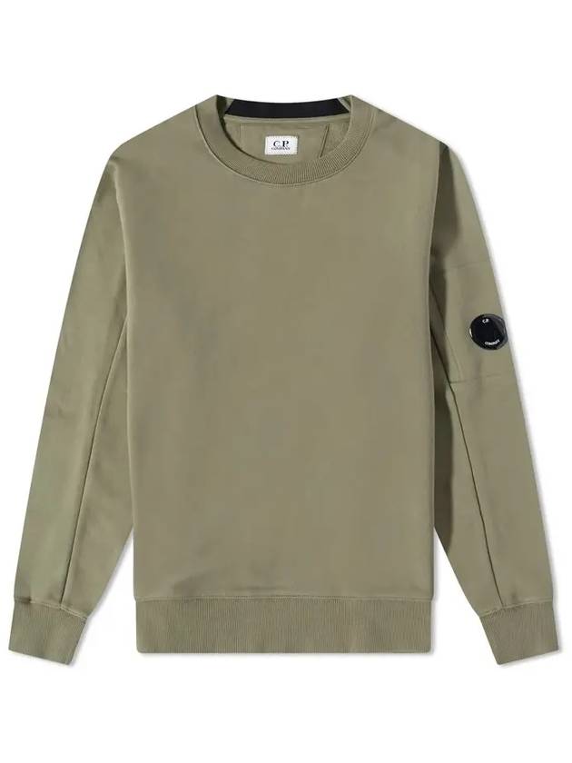 Men's Lens Wappen Diagonal Sweatshirt Bronze Green - CP COMPANY - BALAAN.