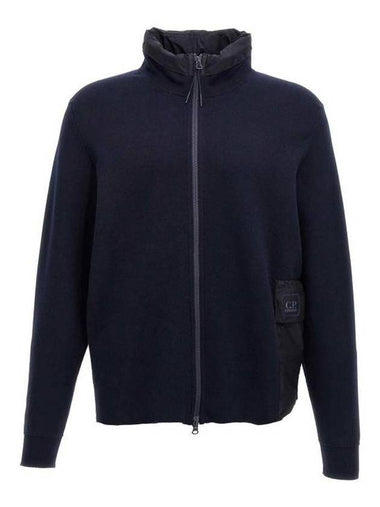 Cotton Double Mixed Zip-Up Jacket Navy - CP COMPANY - BALAAN 1