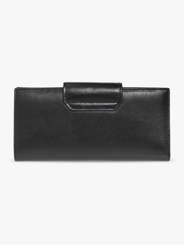 Julie D Logo Leather Long Wallet Black - DIESEL - BALAAN 4