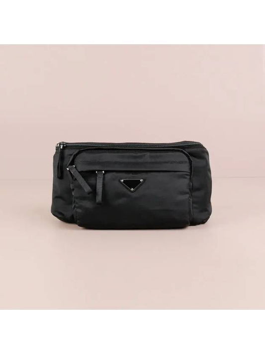 Testo Triangle Logo Nylon Belt Bag Black - PRADA - BALAAN 2