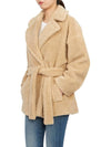 Ramino Belt Virgin Wool Fur Coat Beige - MAX MARA - BALAAN 7