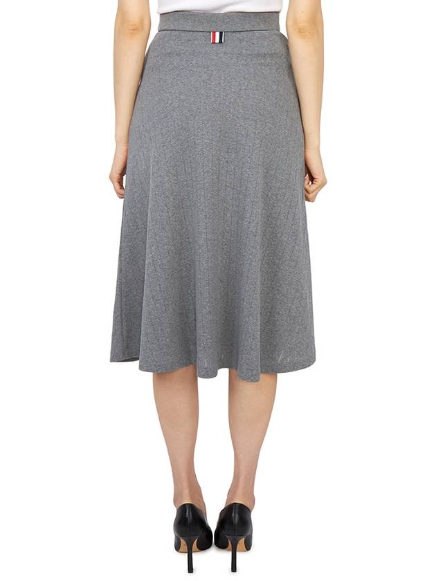 Pointelle Rip Below The Knee A-Line Skirt Grey - THOM BROWNE - BALAAN 7