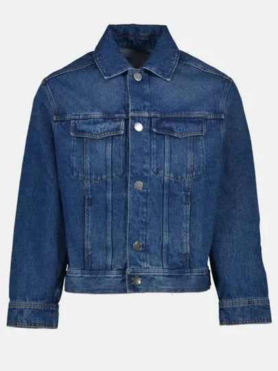 Paris Logo Patch Flap Pocket Cotton Denim Jacket Blue - AMI - BALAAN 2