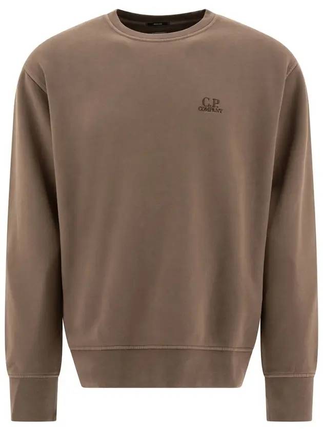 Brushed Emerized Diagonal Fleece Logo Crew Neck Sweatshirt - CP COMPANY - BALAAN 2