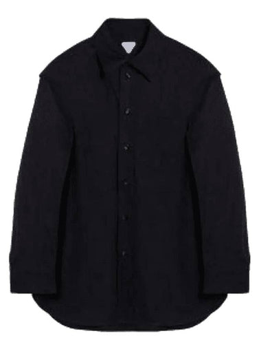 Regular Fit Cotton Twill Long Sleeve Shirt Dark Knight - BOTTEGA VENETA - BALAAN 1