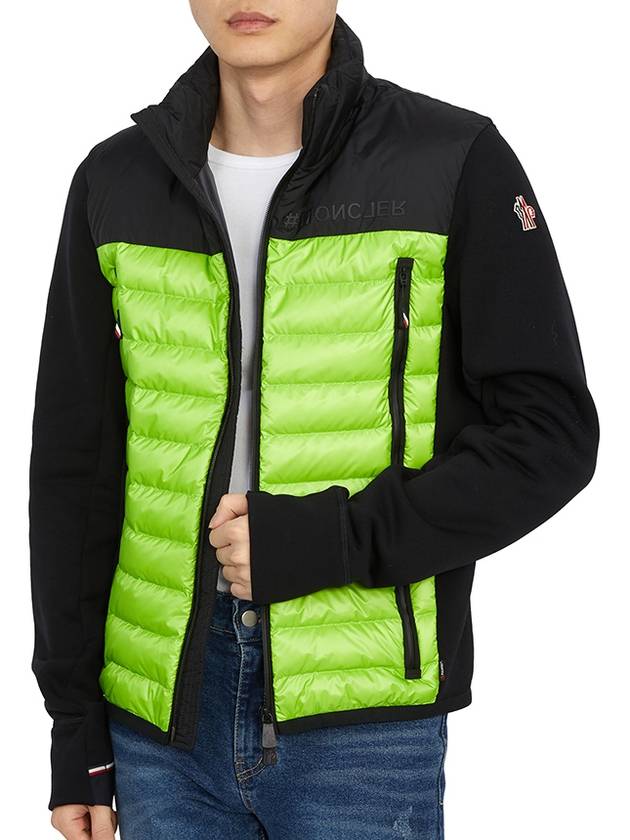 Grenoble Logo Patch Funnel Zip-Up Jacket Black Green - MONCLER - BALAAN 7