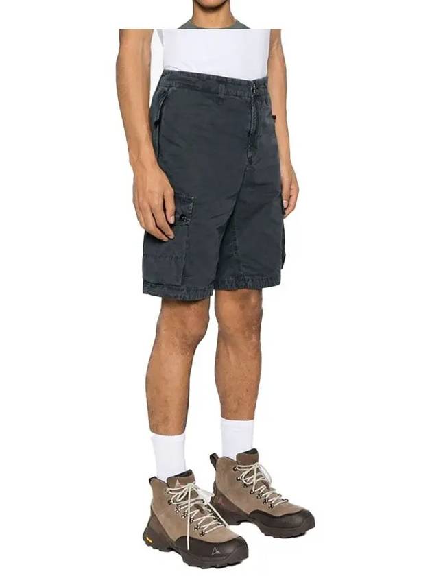 Logo Cotton Slim Cargo Shorts Charcoal - STONE ISLAND - BALAAN 2