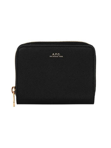 Emmanuelle Saffiano Compact Half Wallet Black - A.P.C. - BALAAN 1