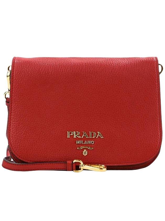 Vitello Dino Leather Flap Cross Bag Red - PRADA - BALAAN 1