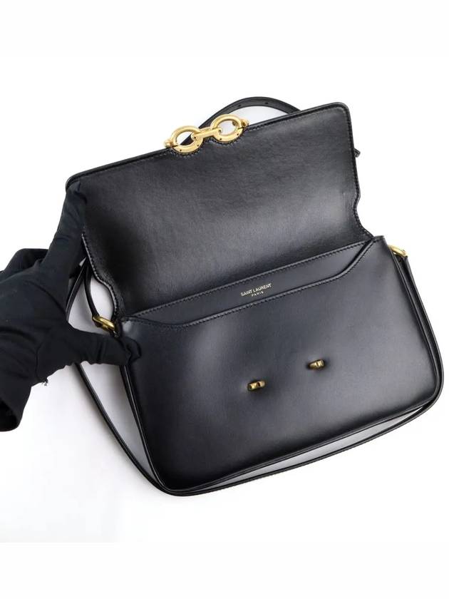 Le Maillon Smooth Leather Satchel Shoulder Bag Black - SAINT LAURENT - BALAAN 4