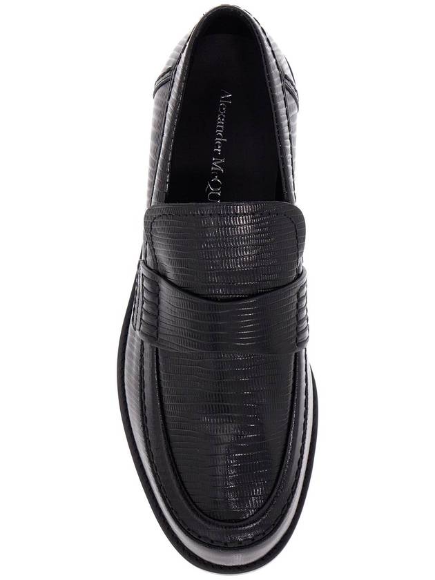 Lizard Skin Effect Loafers Black - ALEXANDER MCQUEEN - BALAAN 3