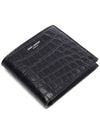 Crocodile Pattern Half Wallet Black - SAINT LAURENT - BALAAN 6